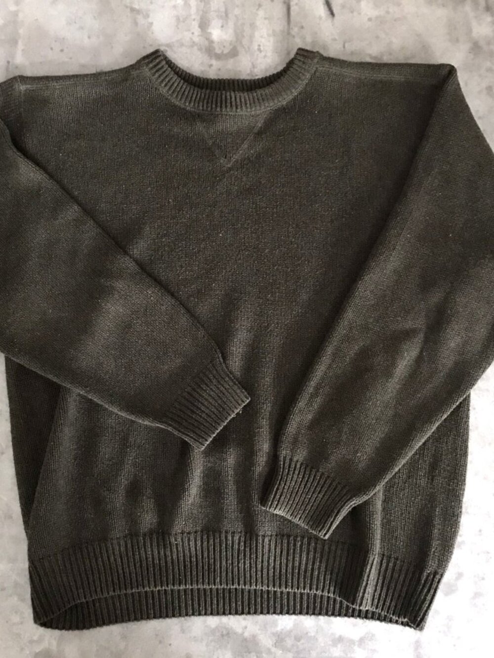 Croft and Barrow Sweater Mens Medium Crewneck Pullover Green Grunge Skate Preppy